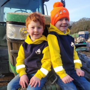 Clapham Agricultural Engineering Born To Farm Young Farmer High Viz Hoodie Childs jpg